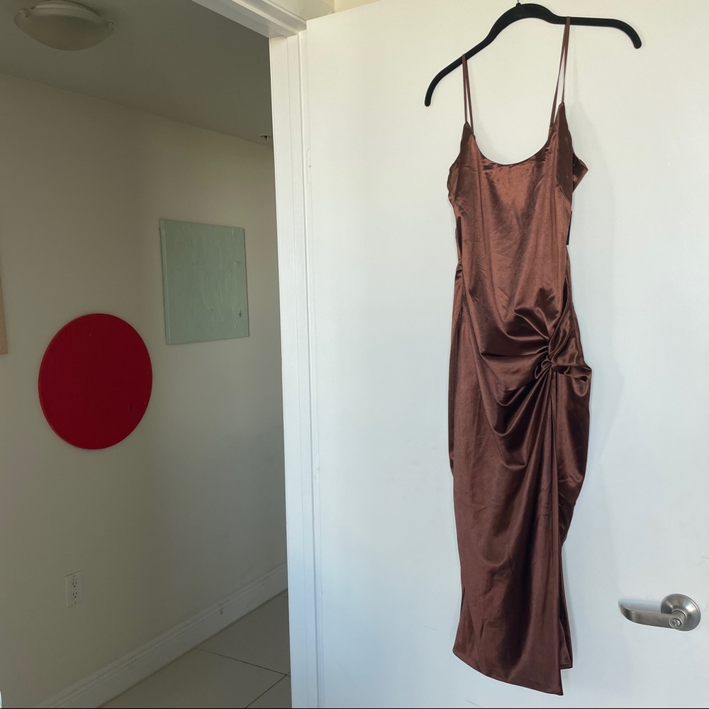 JLUXLABEL ALDIS SATIN SLIT DRESS